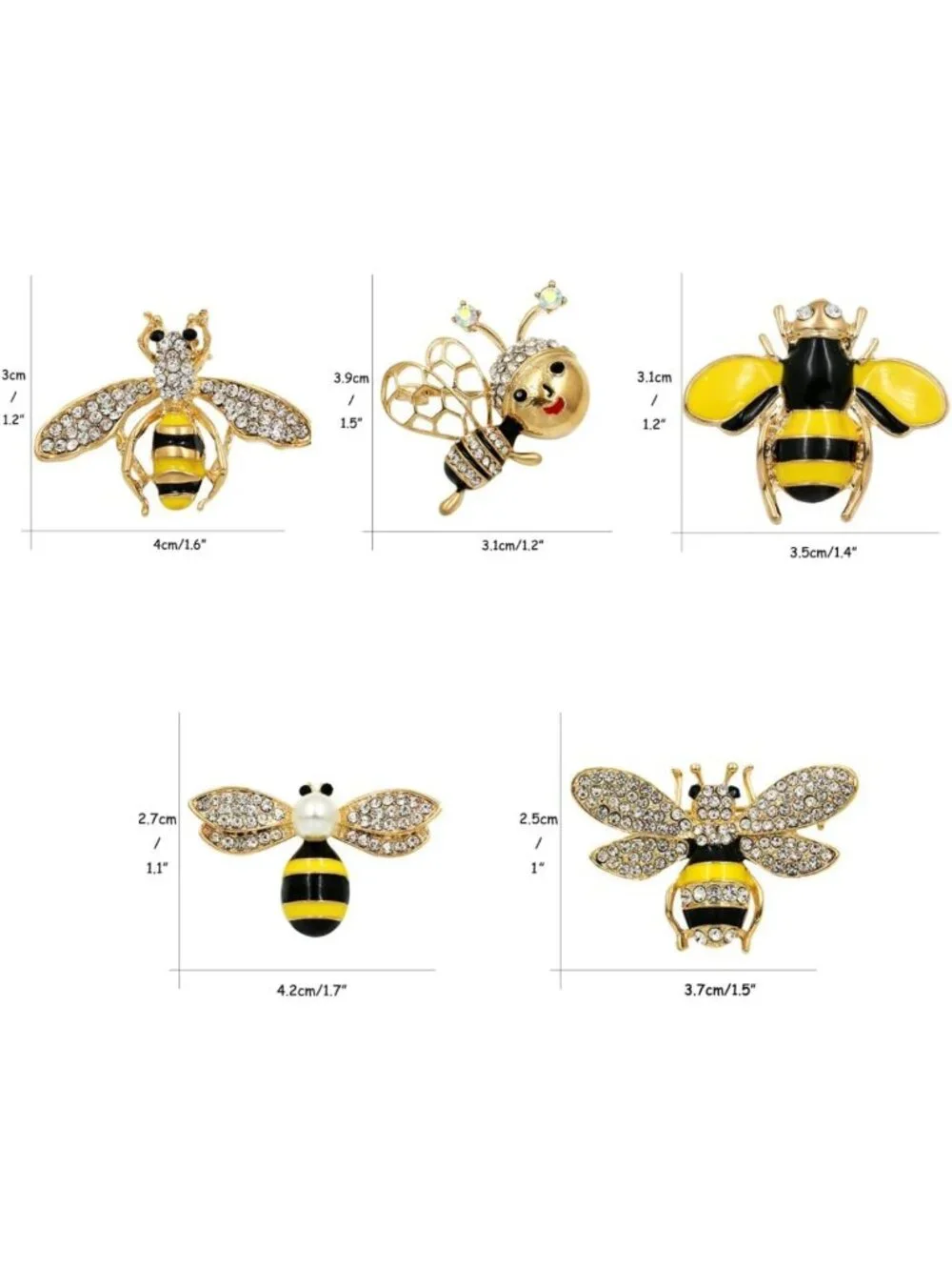 10 Stylish Bee Themed Enamel Crystal Rhinestone Brooch Pins for Fashion